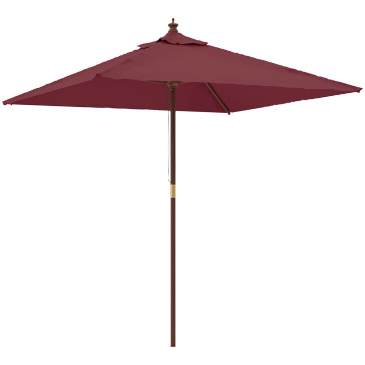 Parasoll med trästång 198x198x231 cm vinröd vidaXL – bild 2