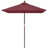 Parasoll med trästång 198x198x231 cm vinröd vidaXL – miniatyr 3