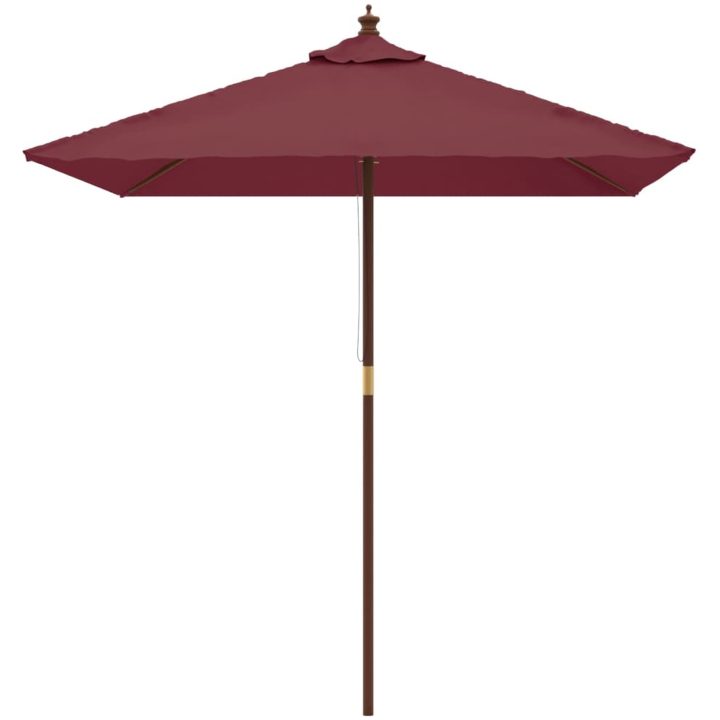 Parasoll med trästång 198x198x231 cm vinröd vidaXL – bild 3