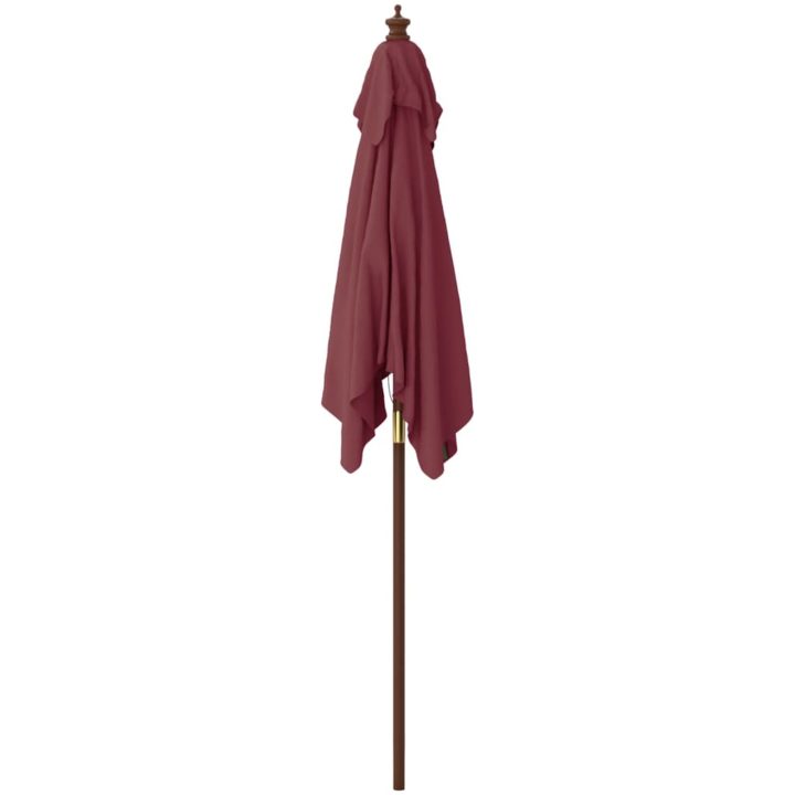 Parasoll med trästång 198x198x231 cm vinröd vidaXL – bild 4