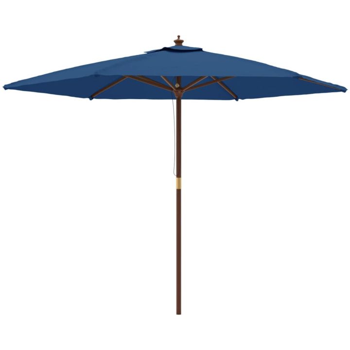 Parasoll med trästång 299x240 cm azurblå vidaXL – bild 2