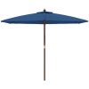 Parasoll med trästång 299x240 cm azurblå vidaXL – miniatyr 3
