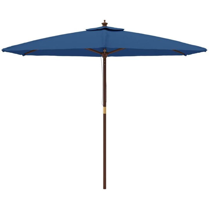 Parasoll med trästång 299x240 cm azurblå vidaXL – bild 3