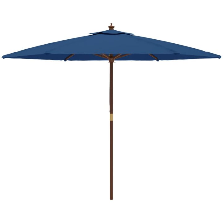 Parasoll med trästång 299x240 cm azurblå vidaXL – bild 4