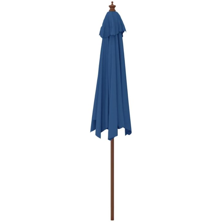 Parasoll med trästång 299x240 cm azurblå vidaXL – bild 5