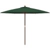 Parasoll med trästång 299x240 cm grön vidaXL – miniatyr 4