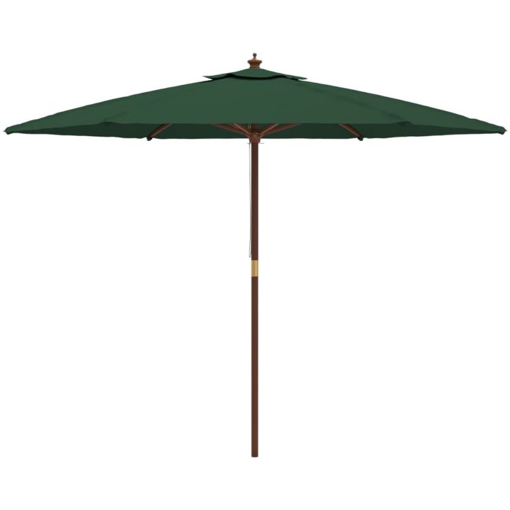 Parasoll med trästång 299x240 cm grön vidaXL – bild 4