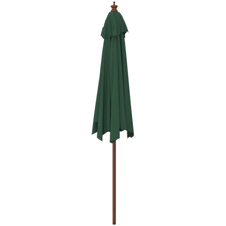 Parasoll med trästång 299x240 cm grön vidaXL – bild 5