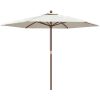 Parasoll med trästång 299x240 cm sandfärgad vidaXL – miniatyr 2