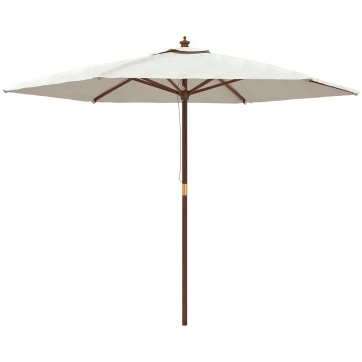 Parasoll med trästång 299x240 cm sandfärgad vidaXL – bild 2