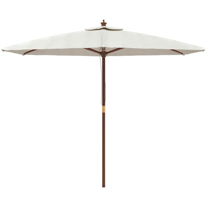 Parasoll med trästång 299x240 cm sandfärgad vidaXL – bild 3