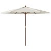 Parasoll med trästång 299x240 cm sandfärgad vidaXL – miniatyr 4