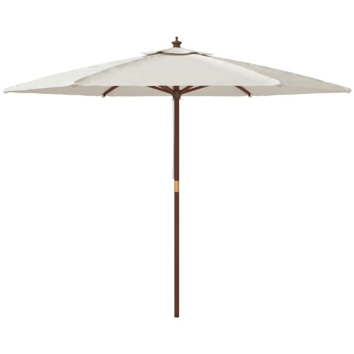 Parasoll med trästång 299x240 cm sandfärgad vidaXL – bild 4