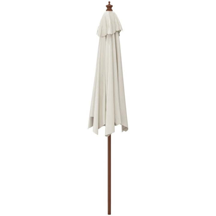 Parasoll med trästång 299x240 cm sandfärgad vidaXL – bild 5