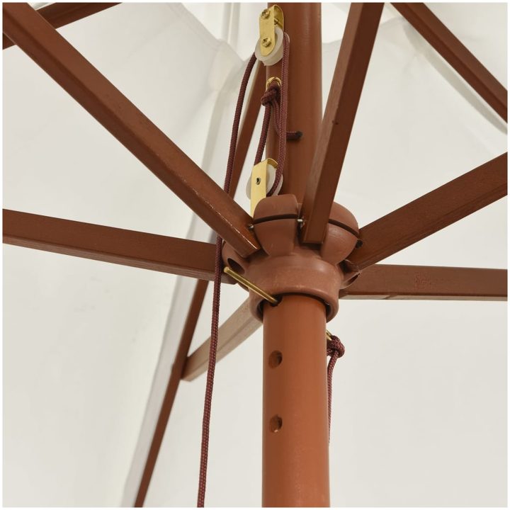 Parasoll med trästång 299x240 cm sandfärgad vidaXL – bild 6
