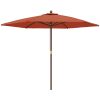 Parasoll med trästång 299x240 cm terrakotta vidaXL – miniatyr 2