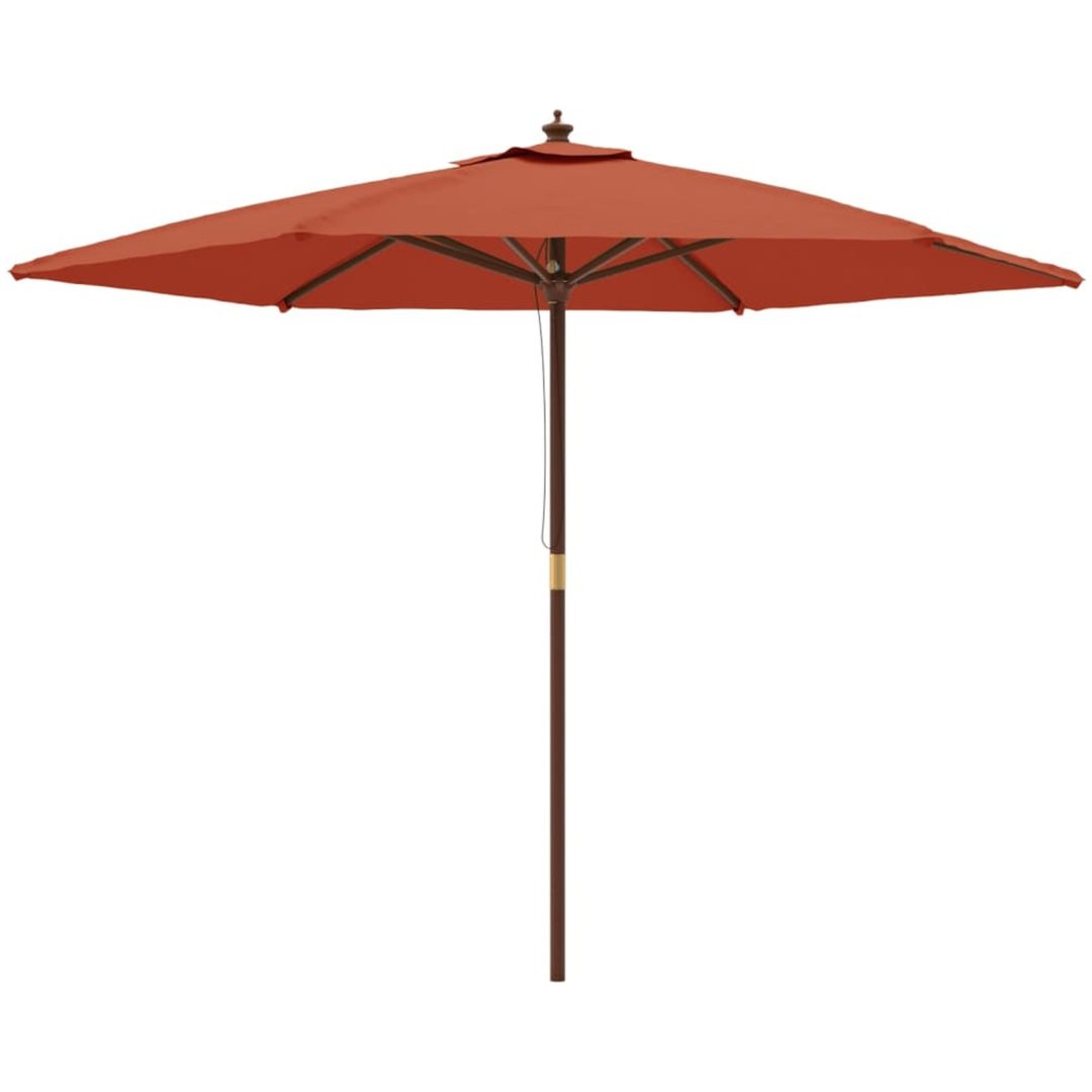 Parasoll med trästång 299x240 cm terrakotta vidaXL – bild 2