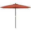Parasoll med trästång 299x240 cm terrakotta vidaXL – miniatyr 3