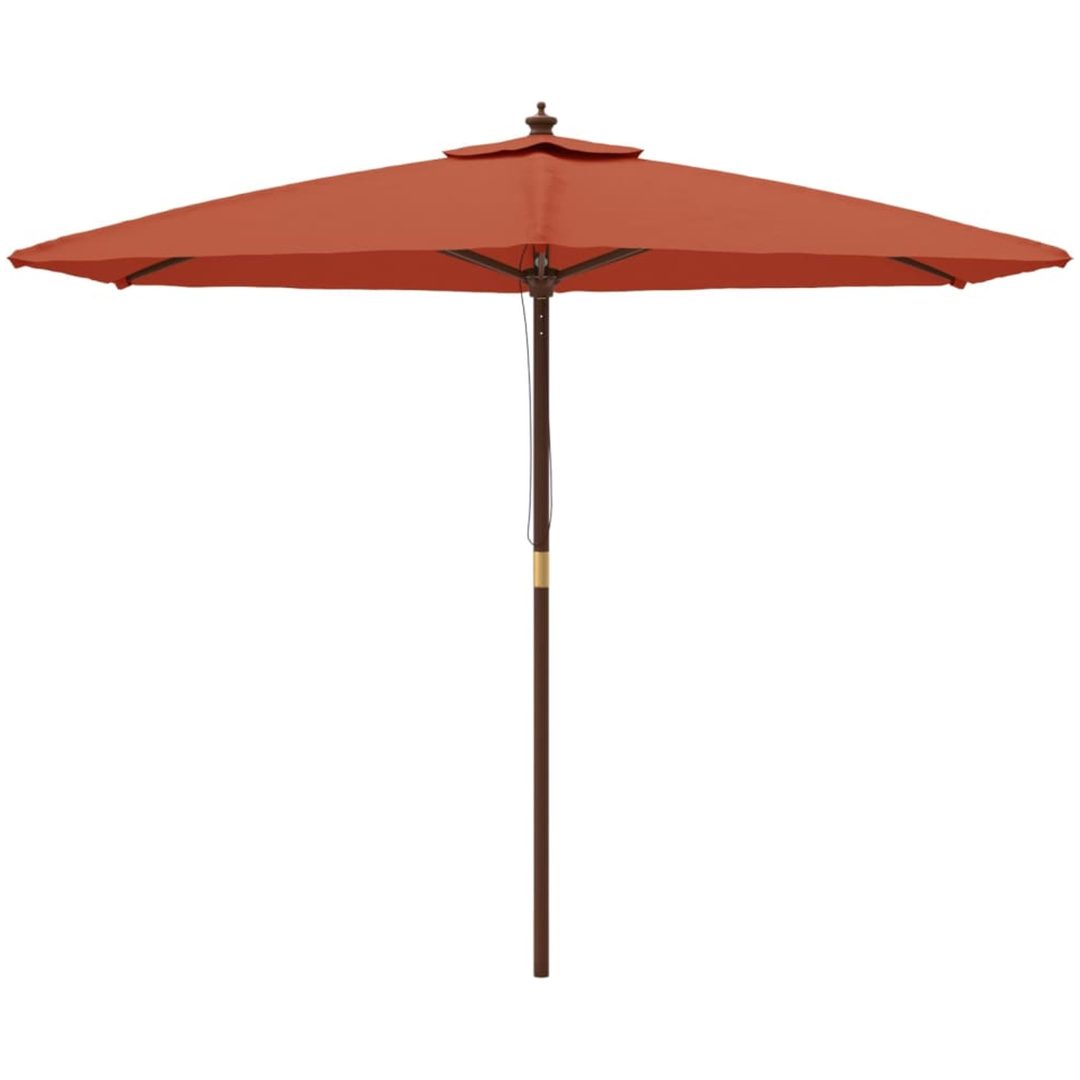 Parasoll med trästång 299x240 cm terrakotta vidaXL – bild 3