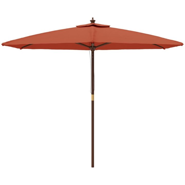 Parasoll med trästång 299x240 cm terrakotta vidaXL – bild 3