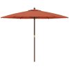 Parasoll med trästång 299x240 cm terrakotta vidaXL – miniatyr 4