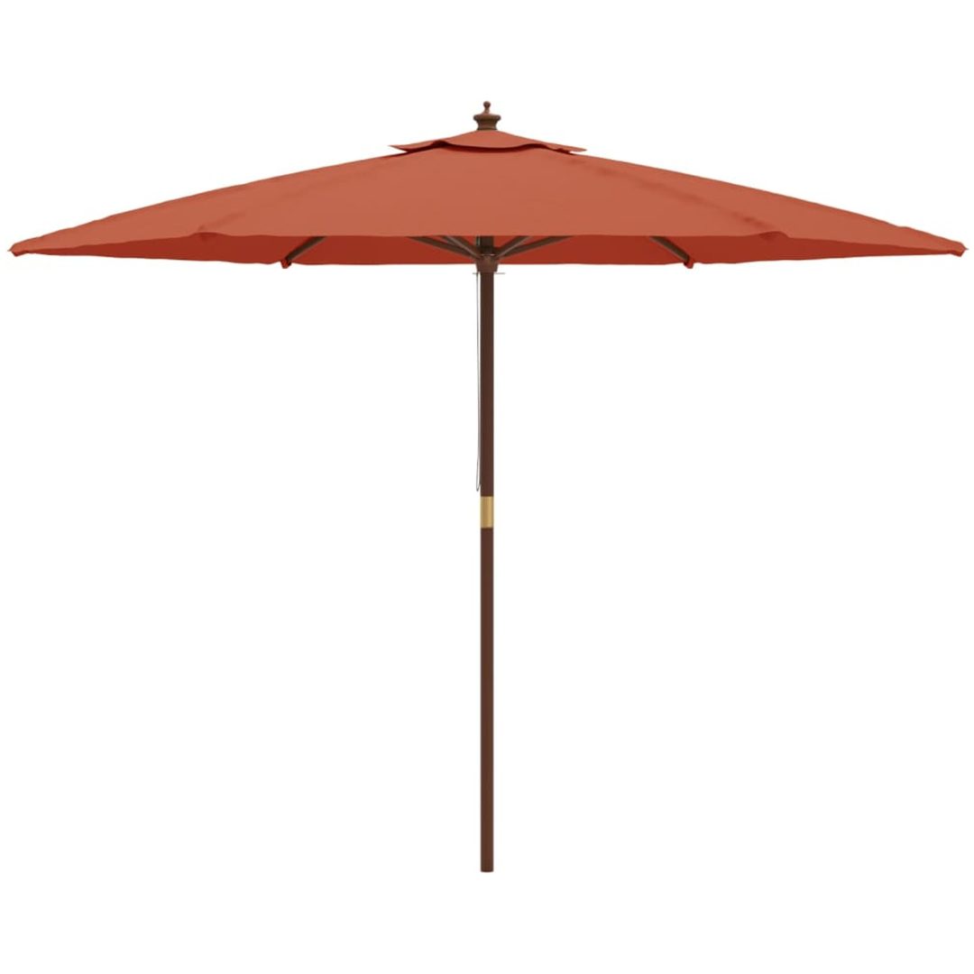 Parasoll med trästång 299x240 cm terrakotta vidaXL – bild 4