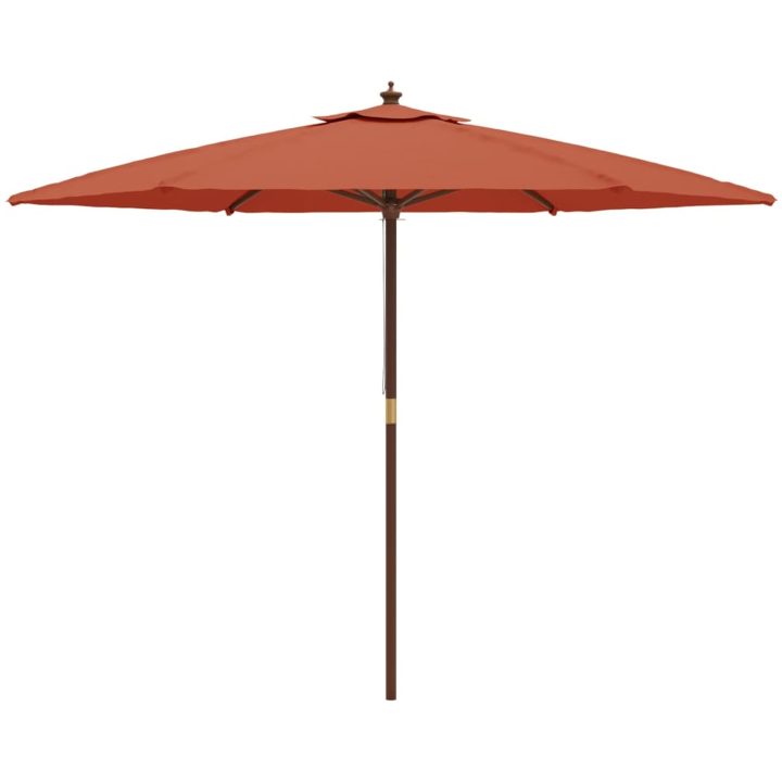 Parasoll med trästång 299x240 cm terrakotta vidaXL – bild 4