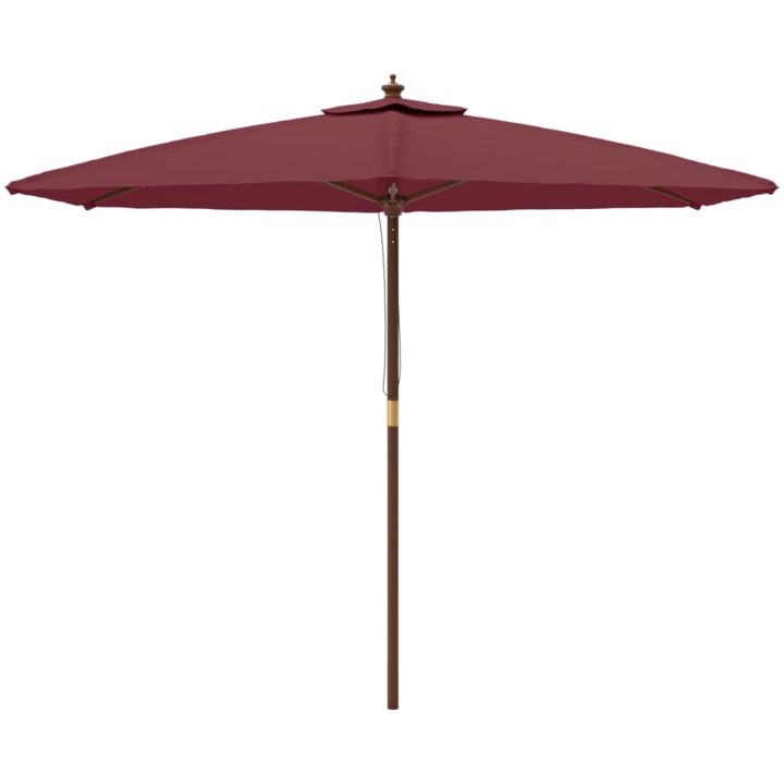 Parasoll med trästång 299x240 cm vinröd vidaXL – bild 3