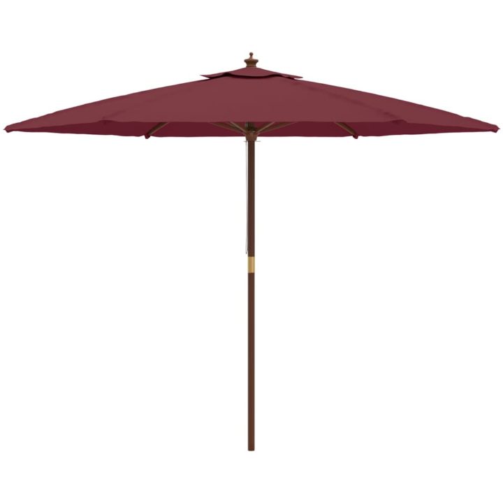 Parasoll med trästång 299x240 cm vinröd vidaXL – bild 4