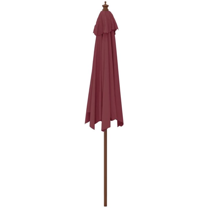 Parasoll med trästång 299x240 cm vinröd vidaXL – bild 5