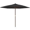 Parasoll med trästång 299x240 svart vidaXL – miniatyr 2