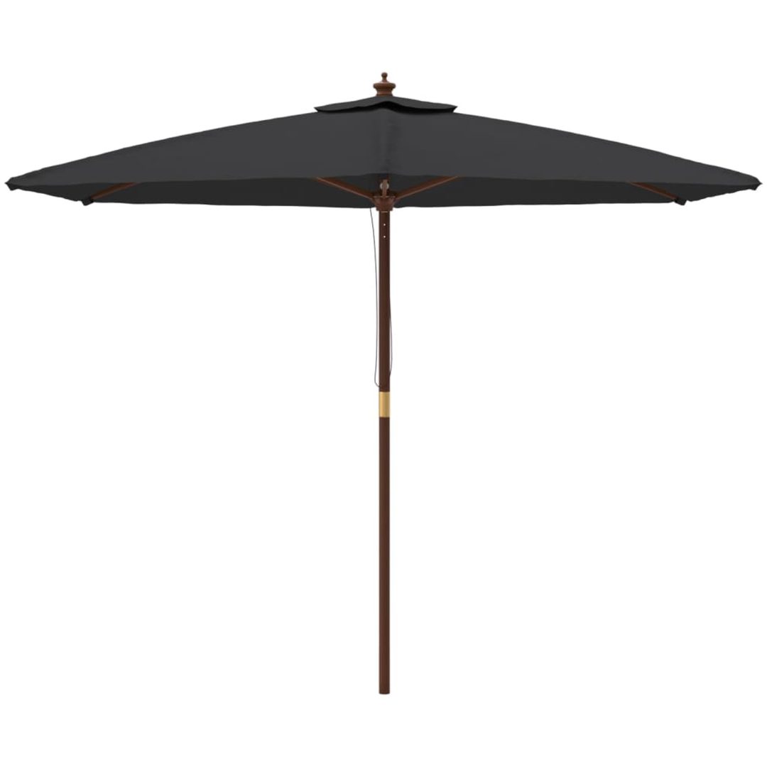 Parasoll med trästång 299x240 svart vidaXL – bild 3
