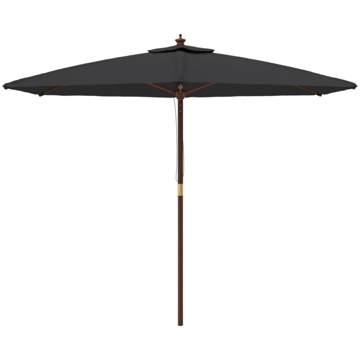 Parasoll med trästång 299x240 svart vidaXL – bild 3
