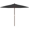 Parasoll med trästång 299x240 svart vidaXL – miniatyr 4