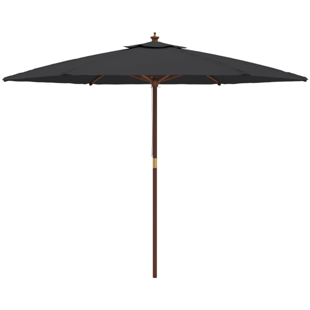 Parasoll med trästång 299x240 svart vidaXL – bild 4