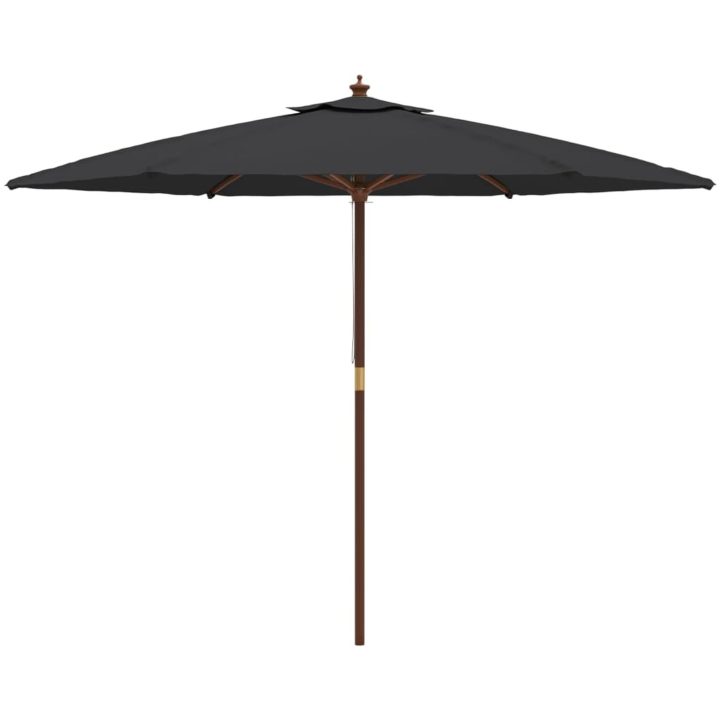 Parasoll med trästång 299x240 svart vidaXL – bild 4