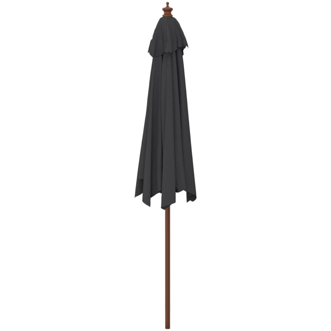 Parasoll med trästång 299x240 svart vidaXL – bild 5