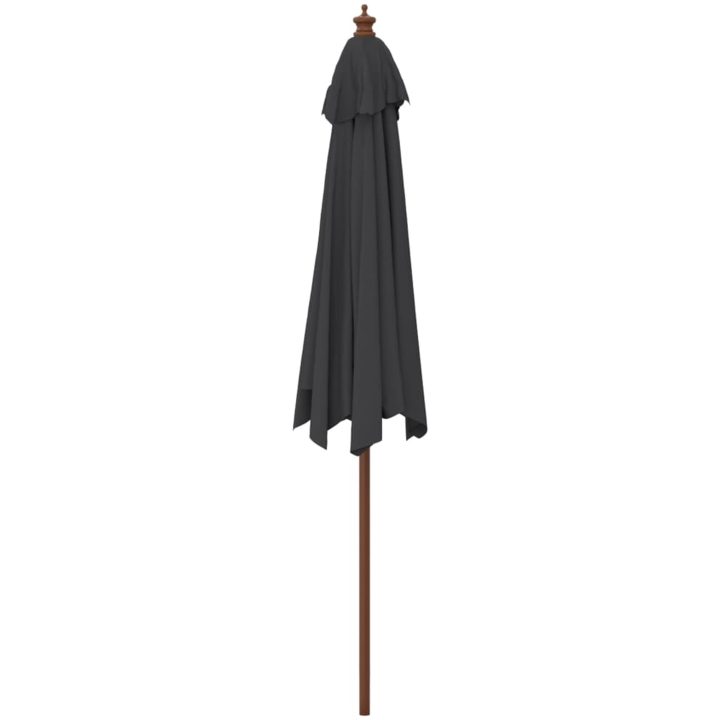 Parasoll med trästång 299x240 svart vidaXL – bild 5