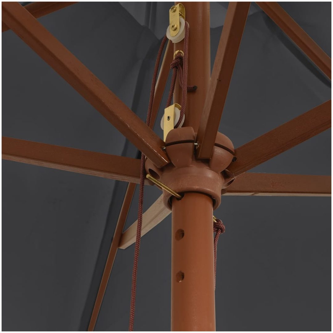 Parasoll med trästång 299x240 svart vidaXL – bild 6
