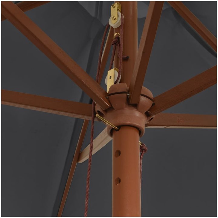 Parasoll med trästång 299x240 svart vidaXL – bild 6