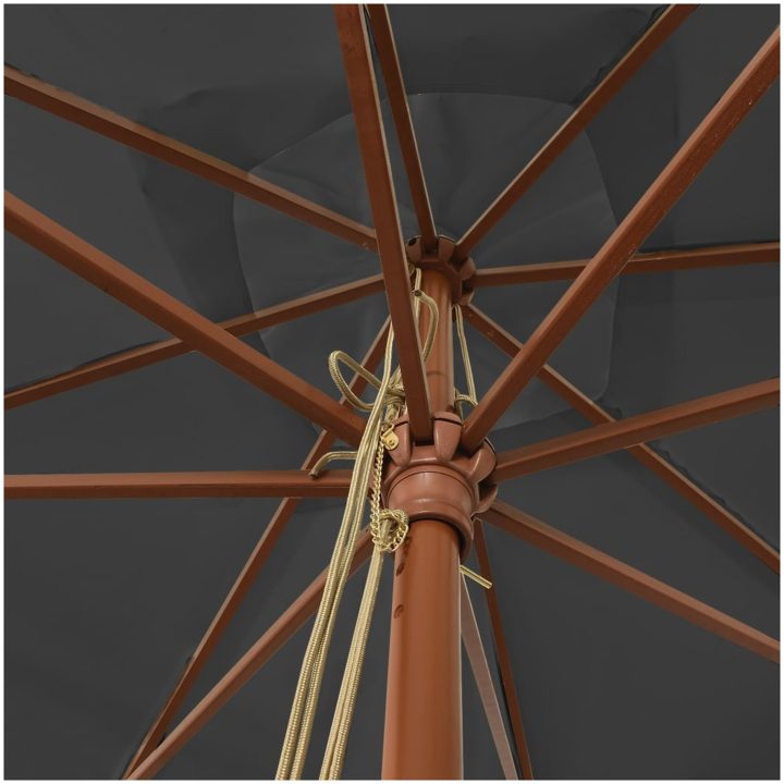 Parasoll med trästång 300x300x273 cm antracit vidaXL – bild 5