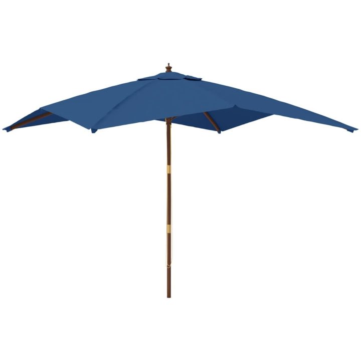 Parasoll med trästång 300x300x273 cm azurblå vidaXL – bild 2