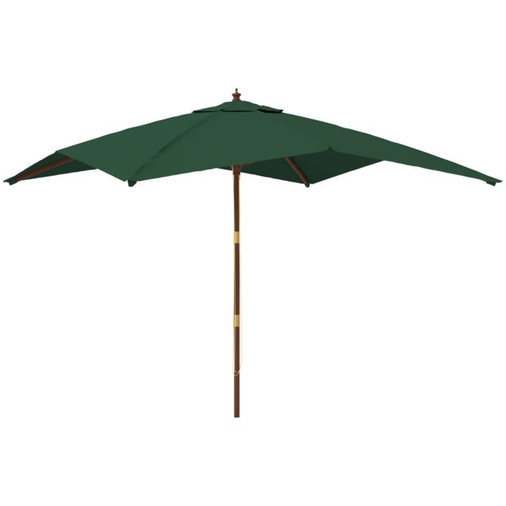 Parasoll med trästång 300x300x273 cm grön vidaXL – bild 2