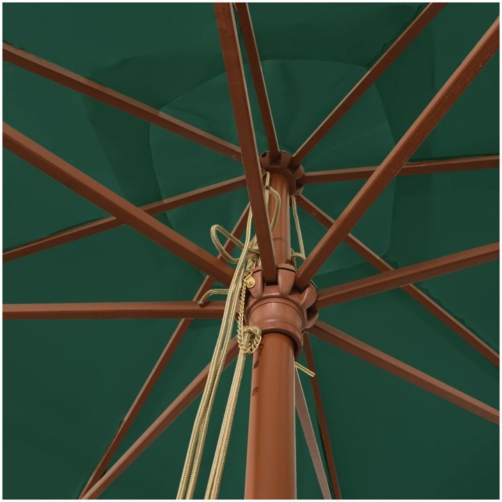 Parasoll med trästång 300x300x273 cm grön vidaXL – bild 5