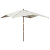Parasoll med trästång 300x300x273 cm sandvit vidaXL – miniatyr 2