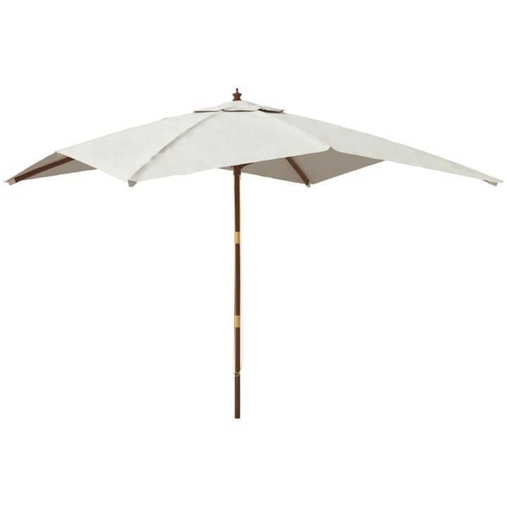 Parasoll med trästång 300x300x273 cm sandvit vidaXL – bild 2