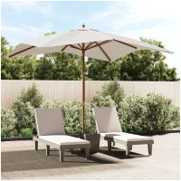 Parasoll med trästång 300x300x273 cm sandvit vidaXL