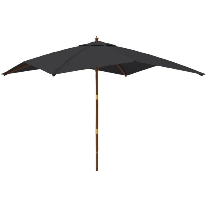 Parasoll med trästång 300x300x273 cm svart vidaXL – bild 2
