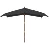 Parasoll med trästång 300x300x273 cm svart vidaXL – miniatyr 3