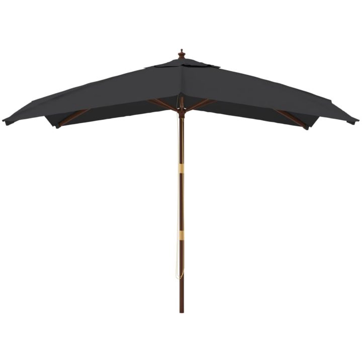 Parasoll med trästång 300x300x273 cm svart vidaXL – bild 3